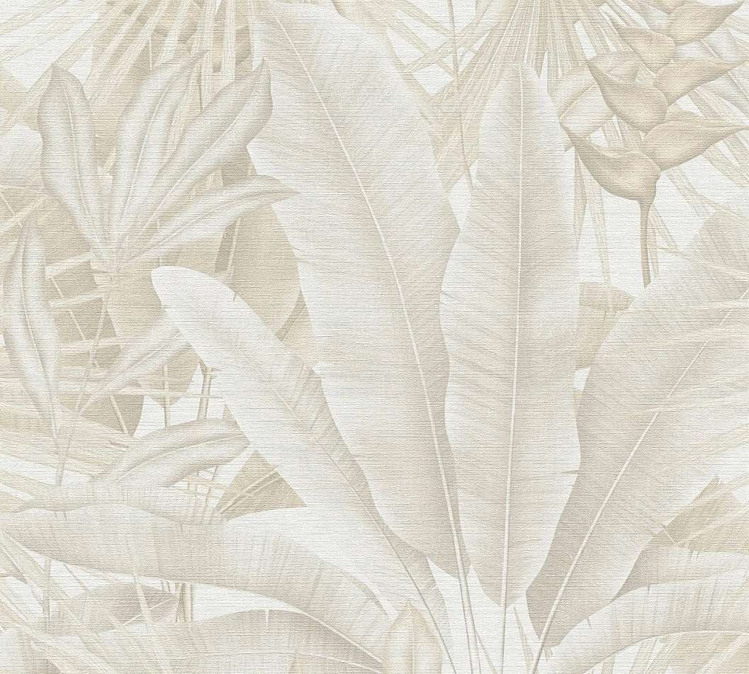 Pálmalevél dzsungel mintás vinyl tapéta natúr bézs krém színben
