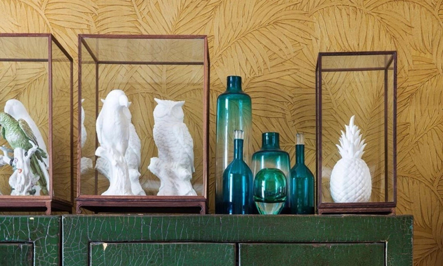 Pálmalevél mintás Arte tapéta narancs terrakotta színben