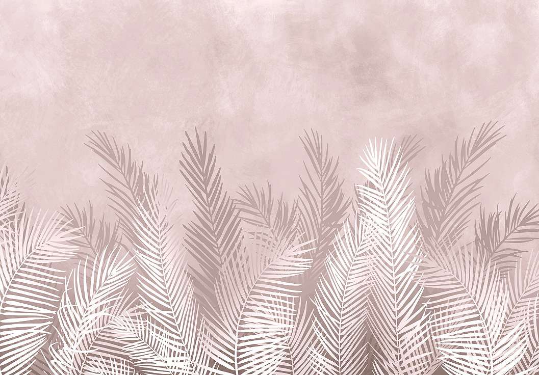 Pálmalevél mintás fali poszter pesztell rózsaszín árnyalatban 368x254 vlies