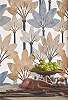 Pálmelevél mintás vinyl dekor tapéta szürkéskék natur színekkel