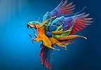 Papagály mintás fali poszter színes absztrat repülő papagáj mintával