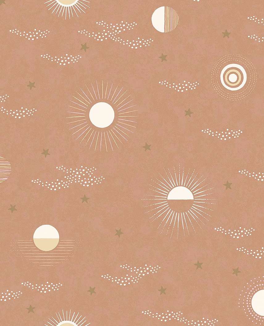 Pastel pink gyerek design tapéta csillag felhő mintákkal