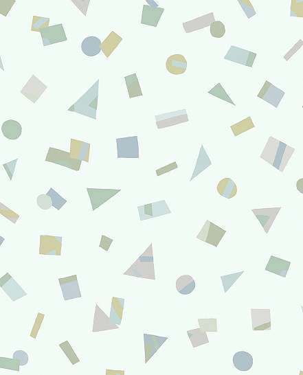 Pastel zöld alapon sok színű geometria mintás gyerek design tapéta