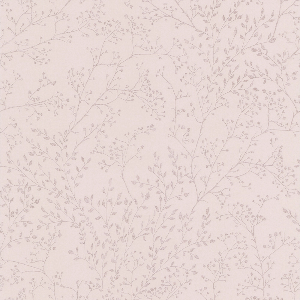 Pasztell rózsaszín design tapéta apró léptékű levél mintával