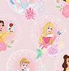 Pasztell rózsaszín Disney hercegnő mintás tapéta lányszobába