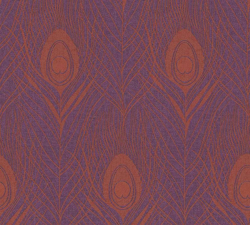 Pávatoll mintás tapéta merész modern lila színvilágban