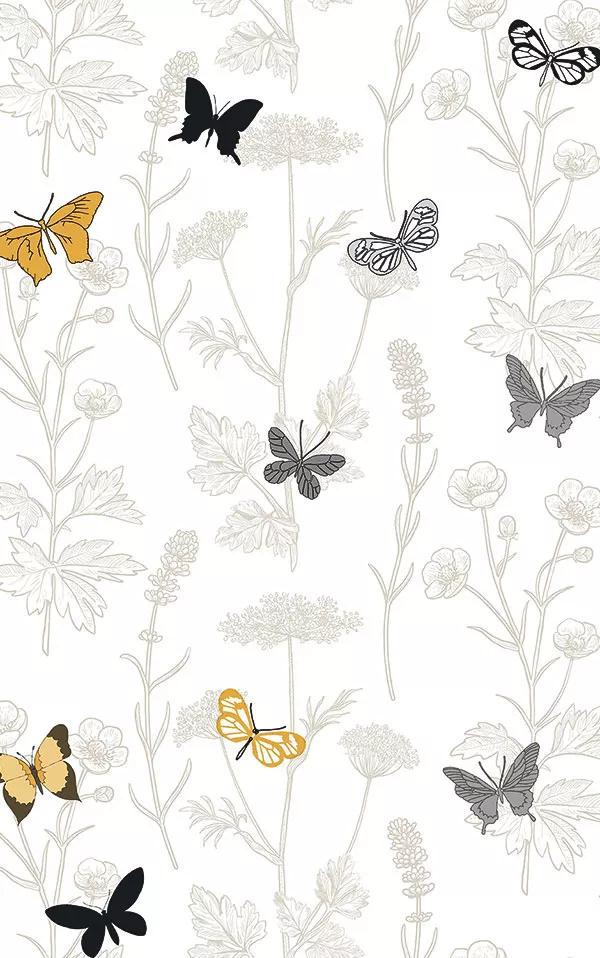 Pillangó és virágmintás vlies design tapéta