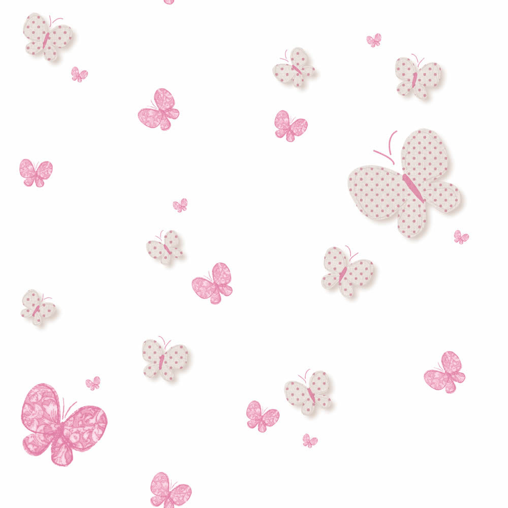 Pillangó, lepke mintás gyerek tapéta rózsaszín színvilágban