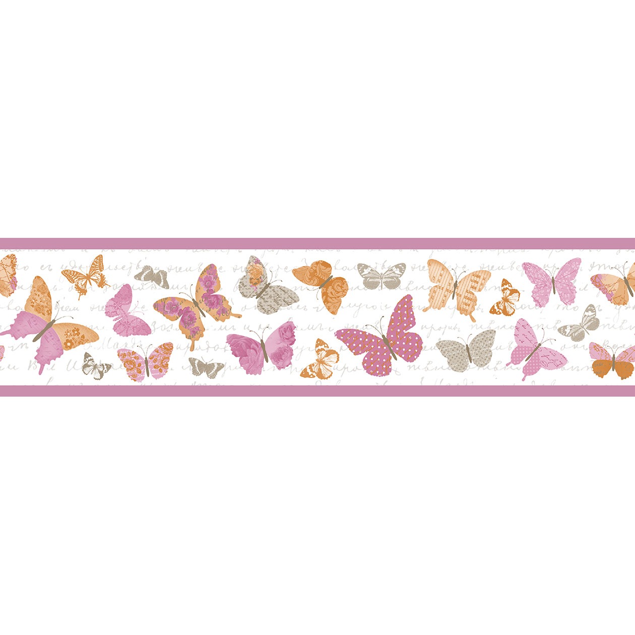 Pillangó mintás bordűr rózsaszín árnyalatokkal