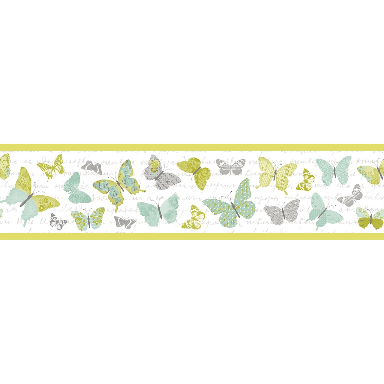 Pillangó mintás bordűr zöldes, sárgás árnyalatokkal