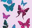 Pillangó mintás paír gyerektapéta lila, kék pillangó mintával