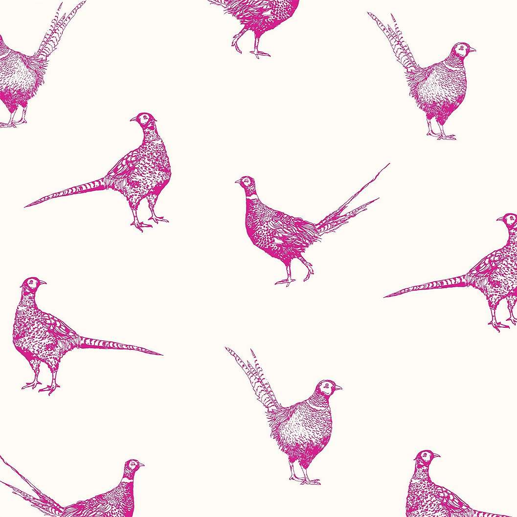 Pink fácán mintás bohém angol design tapéta