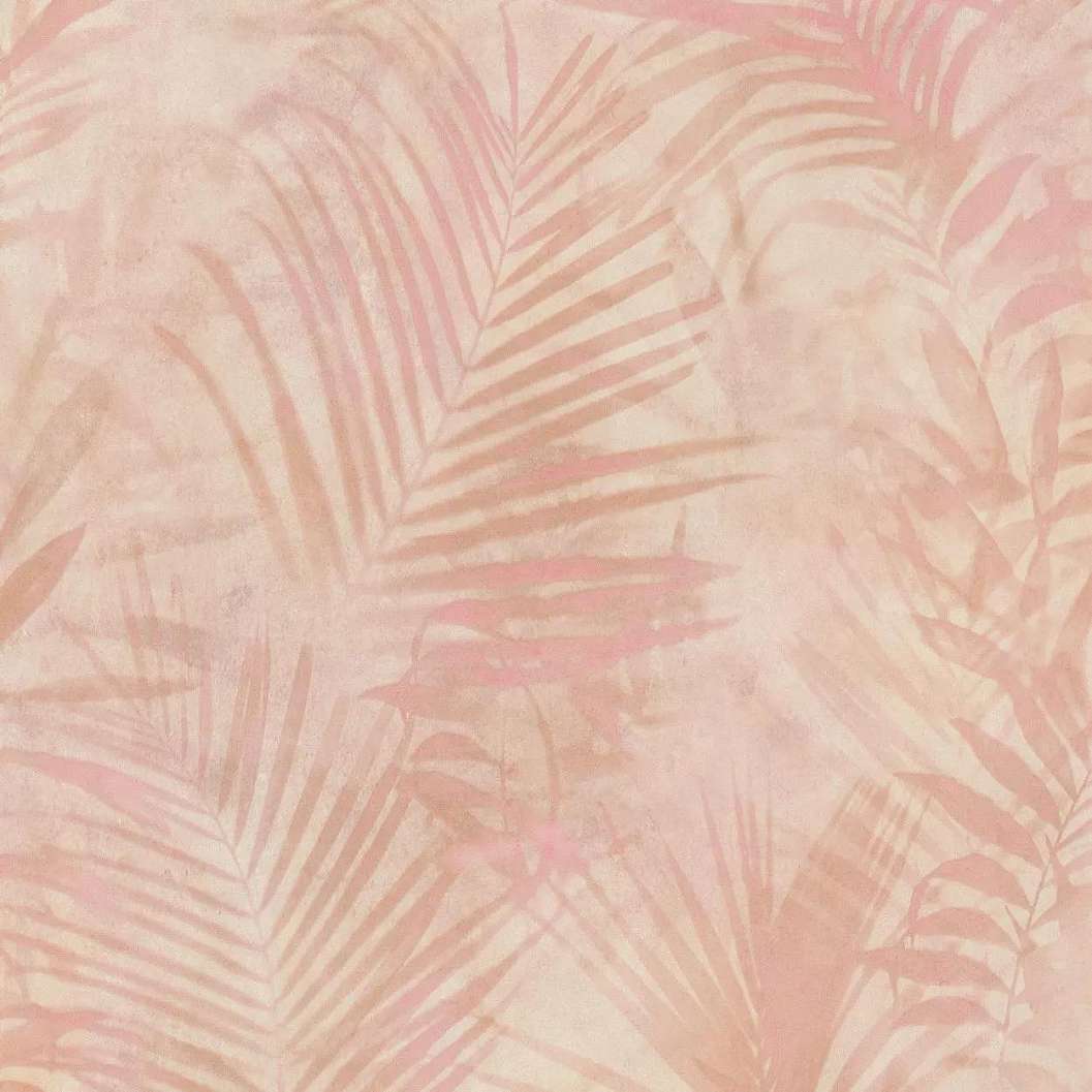 Pink modern vlies design tapéta mosható vinyl felülettel pálmalevél mintával