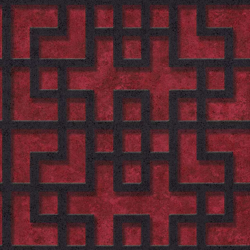 Piros orientális stílusú geometrikus mintás vlies vinyl design tapéta