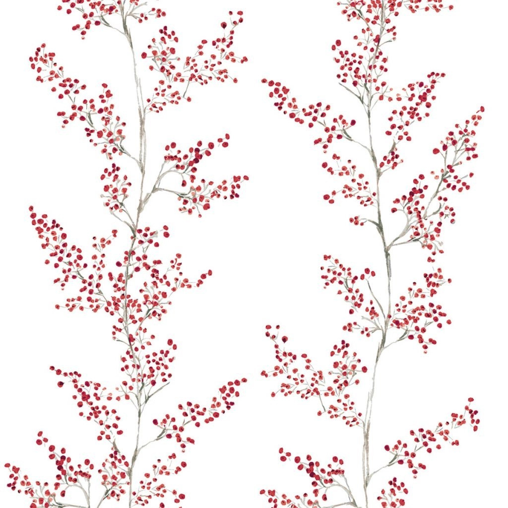 Piros virágmintás vinyl tapéta skandi stílusban