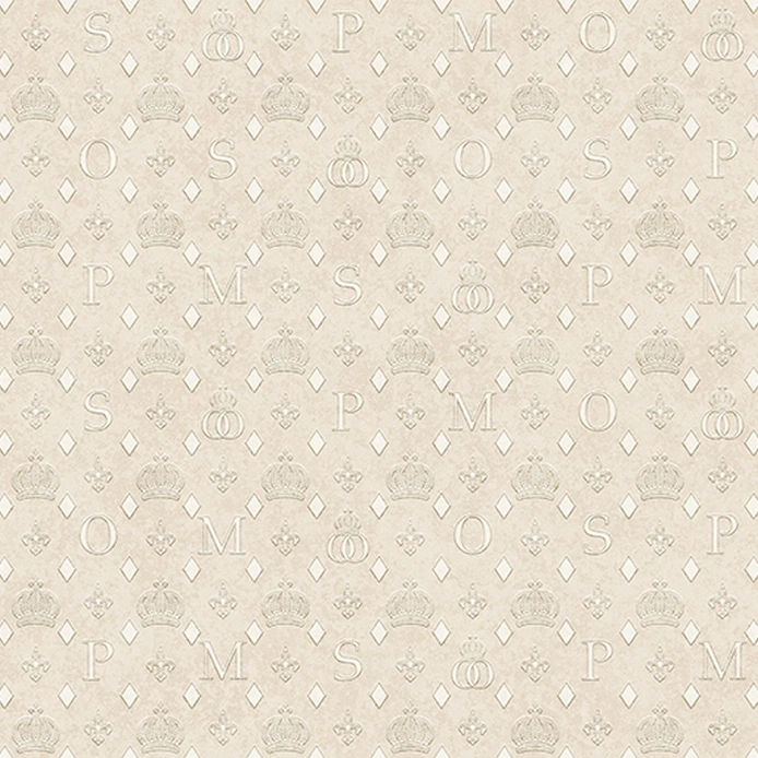 Pompöös emblémás tapéta beige színben