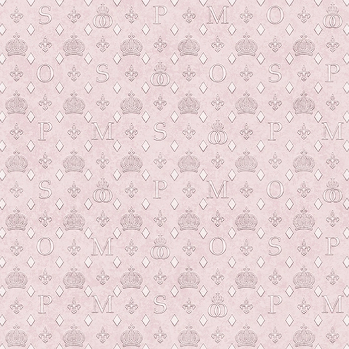 Pompöös emblémás tapéta rózsaszín színben