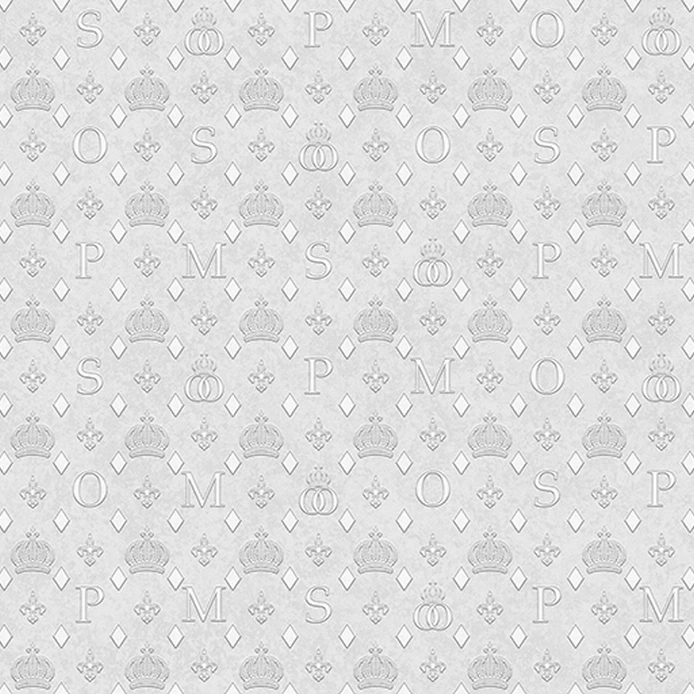 Pompöös emblémás tapéta szürke színben