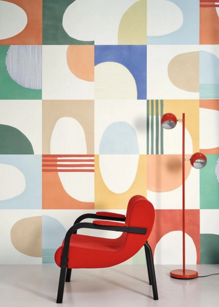 Pop art tapéta színes óriás geometrikus mintával