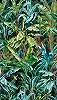 Poszter tapéta türki zöld pálmalevél és papagájos mintával 