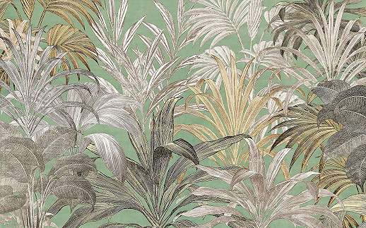 Poszter tapéta zöld óriás trópusi leveles mintával