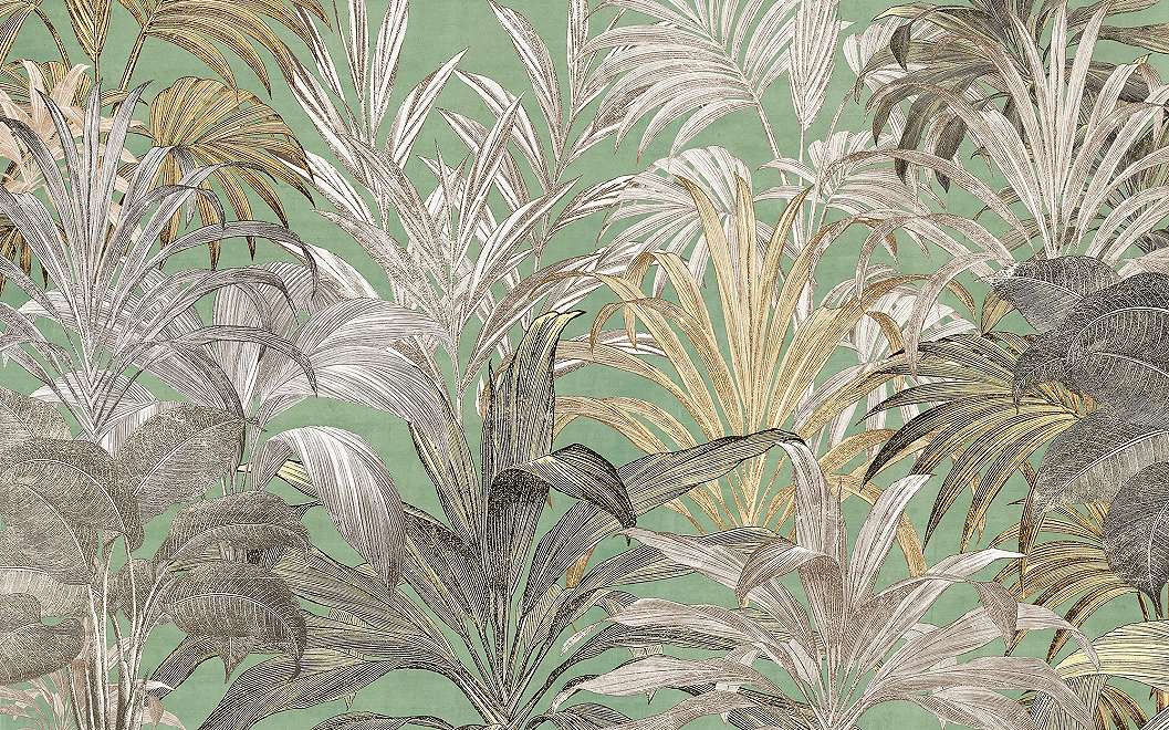 Poszter tapéta zöld óriás trópusi leveles mintával