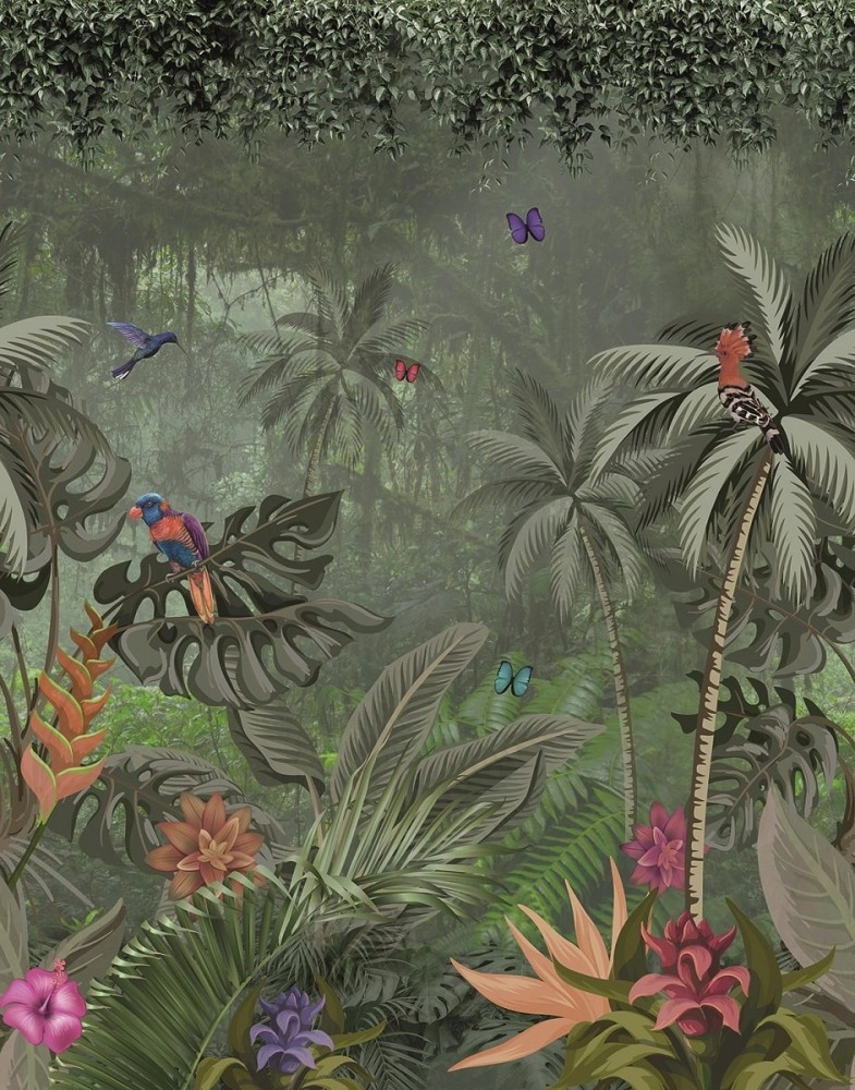 Poszter trópusi dzsungel papagáj mintával mosható