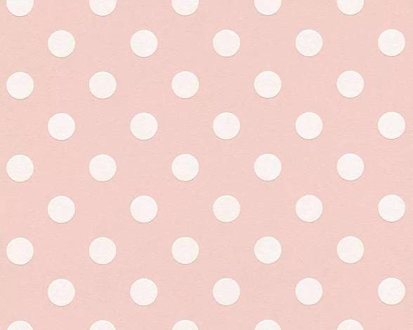 Pöttyös mintás gyerek tapéta rózsaszín alapon fehér pöttyös mintával
