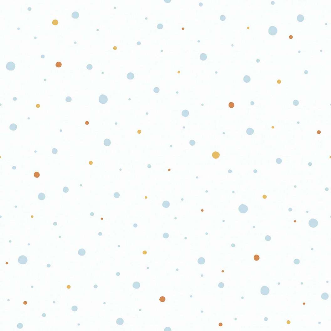 Pöttyös mintás gyerektapéta narancs kék pöttyös mintával