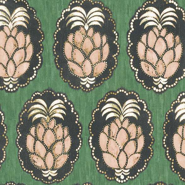 Prémium dekor tapéta zöld alapon ananász mintával