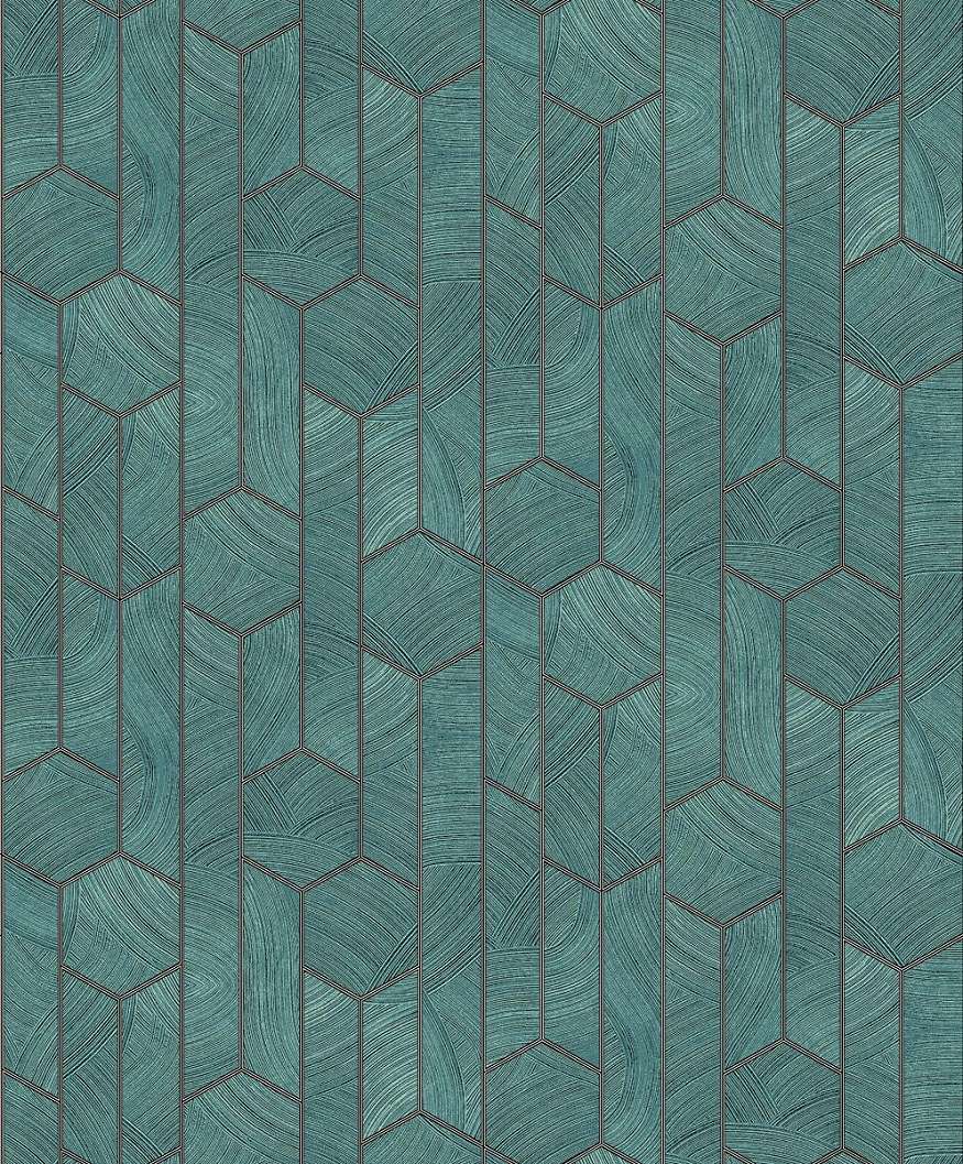 Prémium Khroma dekor tapéta türkiz geometriai mintával