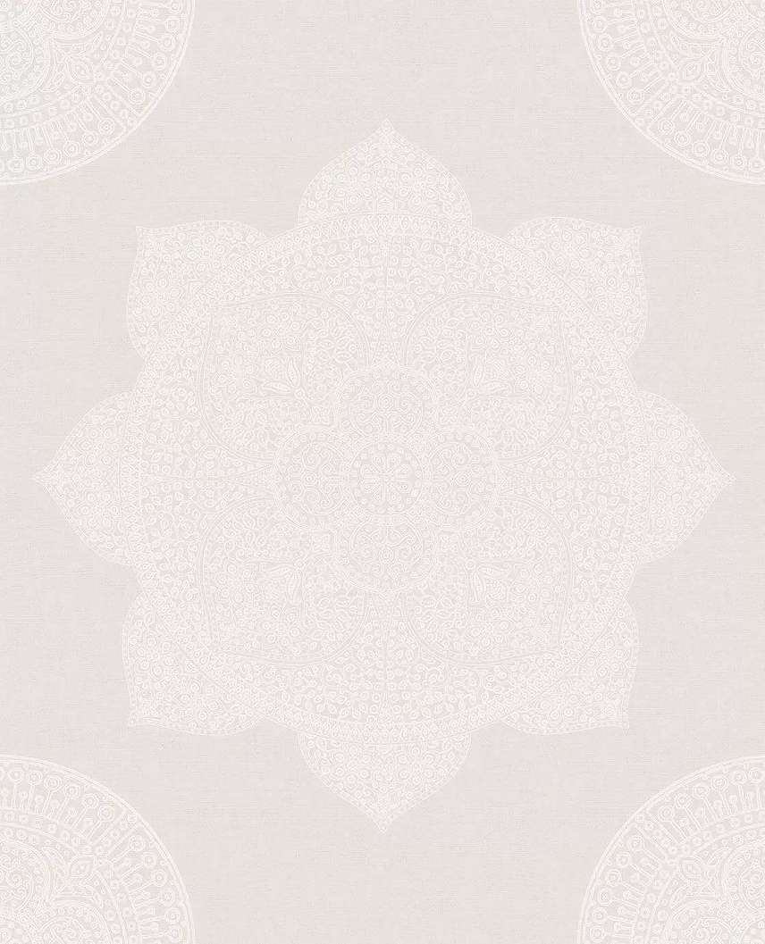 Prémium tapéta orientális hangulatú mandala mintával krém, fehér színvilágban