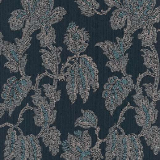 Prémium textil tapéta klasszikus virág mintával antracit kék színekkel