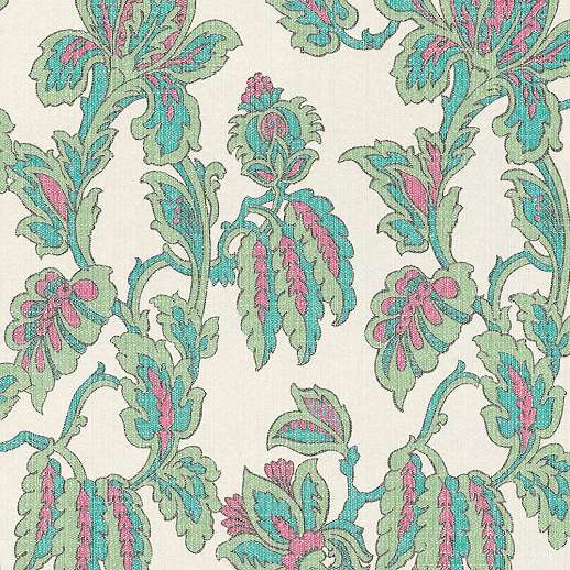 Prémium valódi textil tapéta klasszikus virág mintával zöldes színvilágban