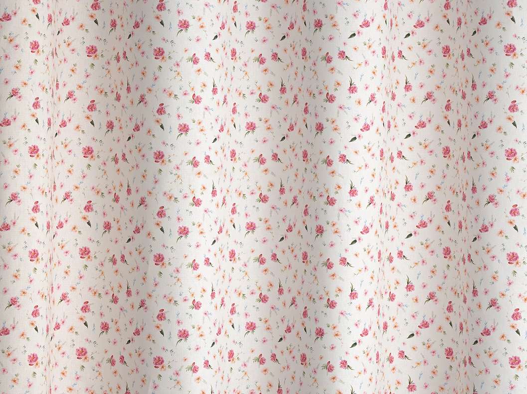 Provance stílusú virág mintás design függönytextil tört fehér alappal