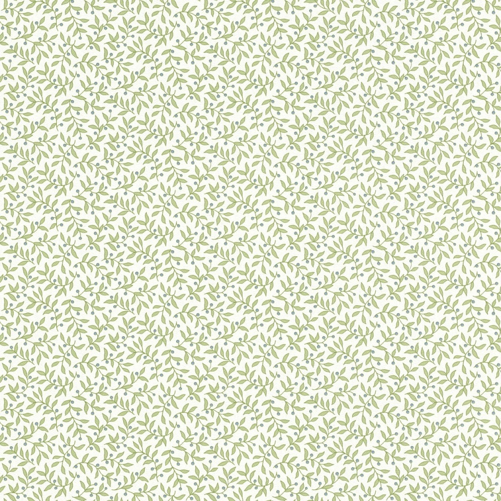 Provanszi fehér, zöld levél mintás design tapéta