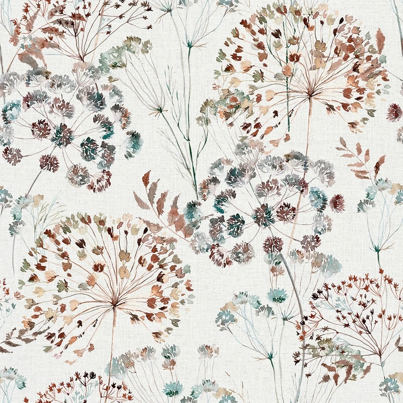 Provence kék és barna akvarell pitypang mintás tapéta