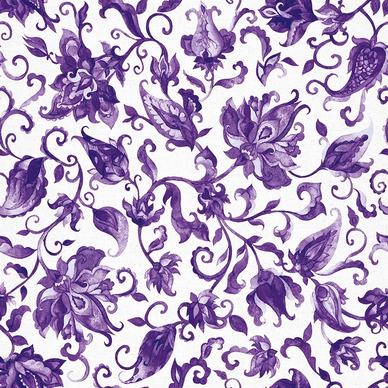 Provence lila inda és virág mintás tapéta