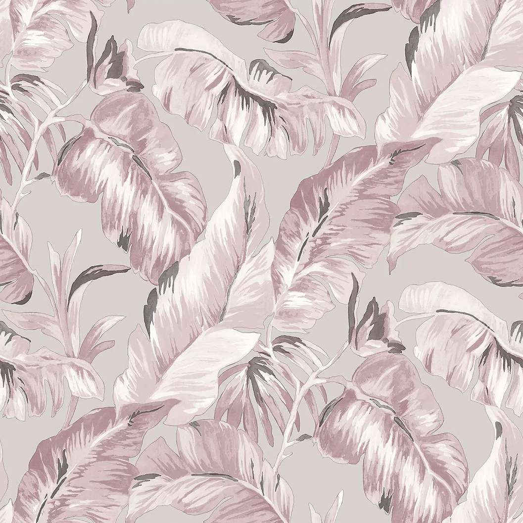 Puder rózsaszín design tapéta trendi pálmalevél mintával