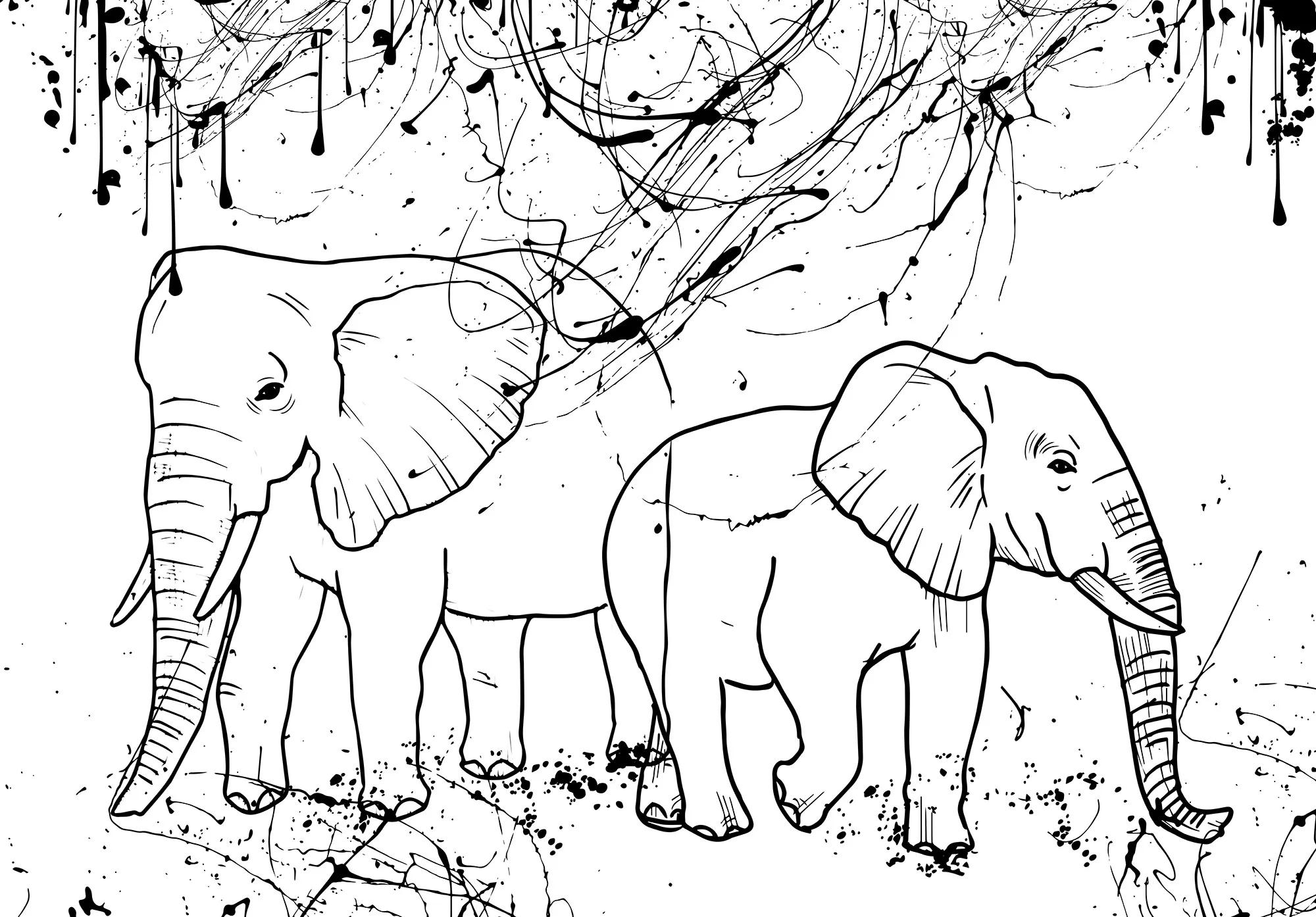 Rajzolt elefánt mintás fali poszter 368x254 vlies
