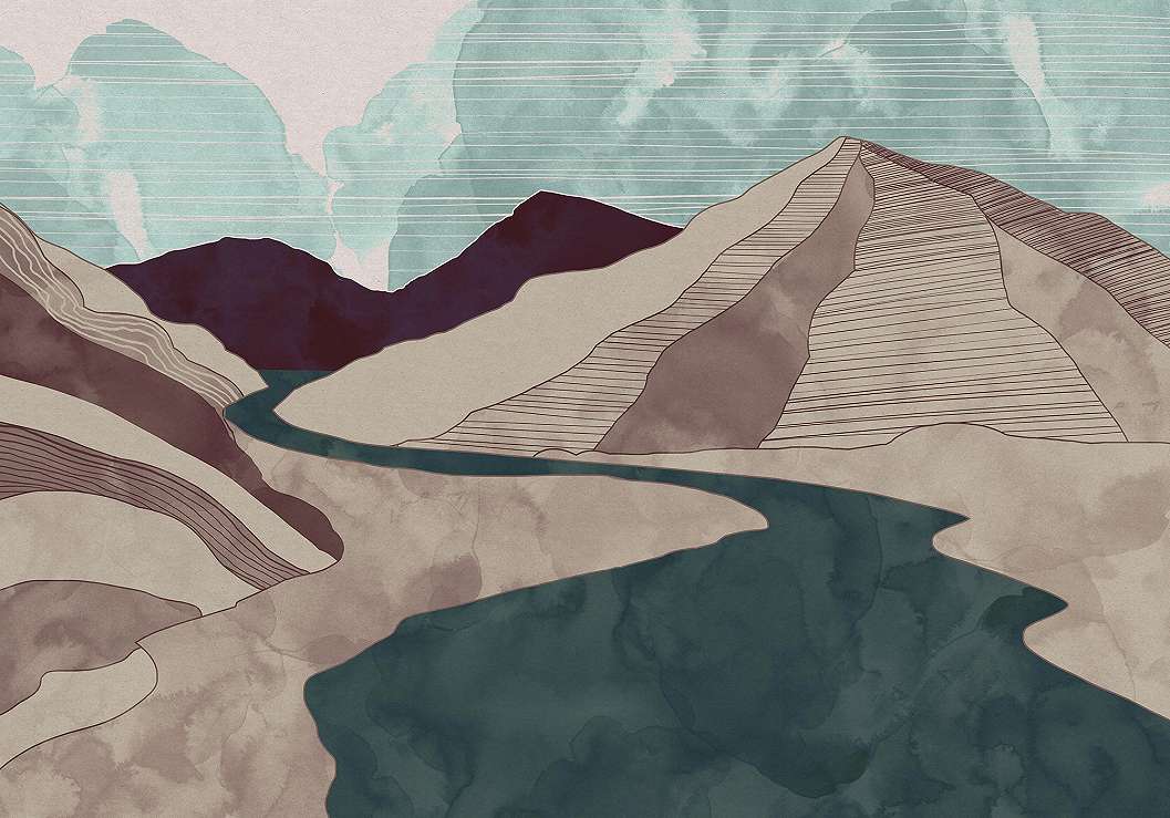 Rajzolt hegység mintás absztrakt óriás posztertapéta