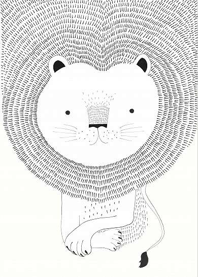 Rajzolt oroszlán fali poszter