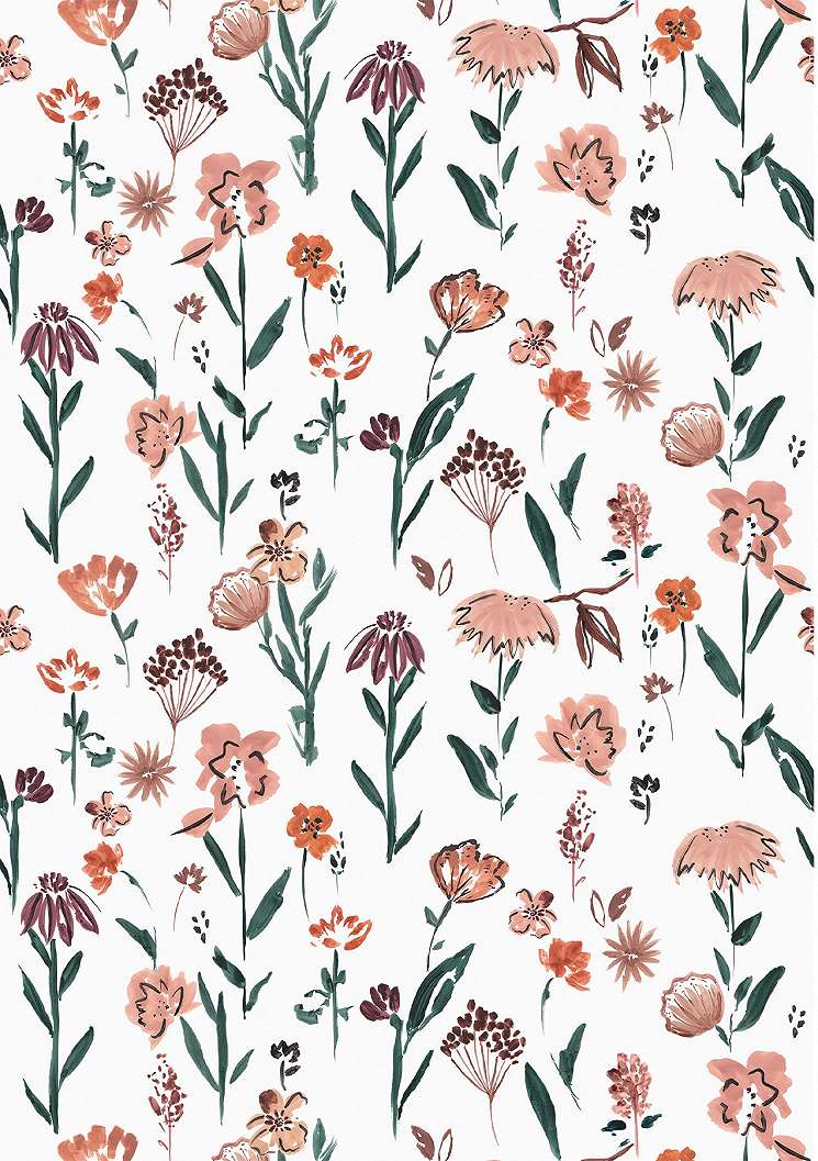 Rajzolt virág mintás gyerek fotótapéta