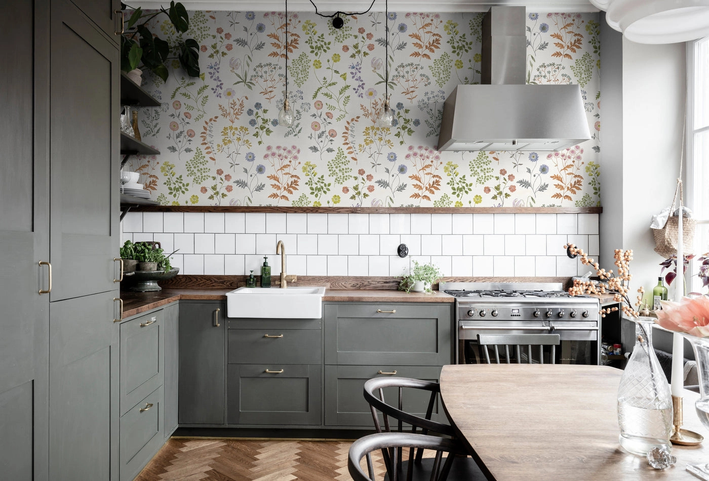 Réti virág mintás skandináv stílusú design fotótapéta