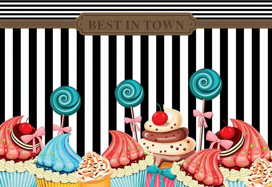 Retro cupcakes mintás fali poszter 368x254 vlies