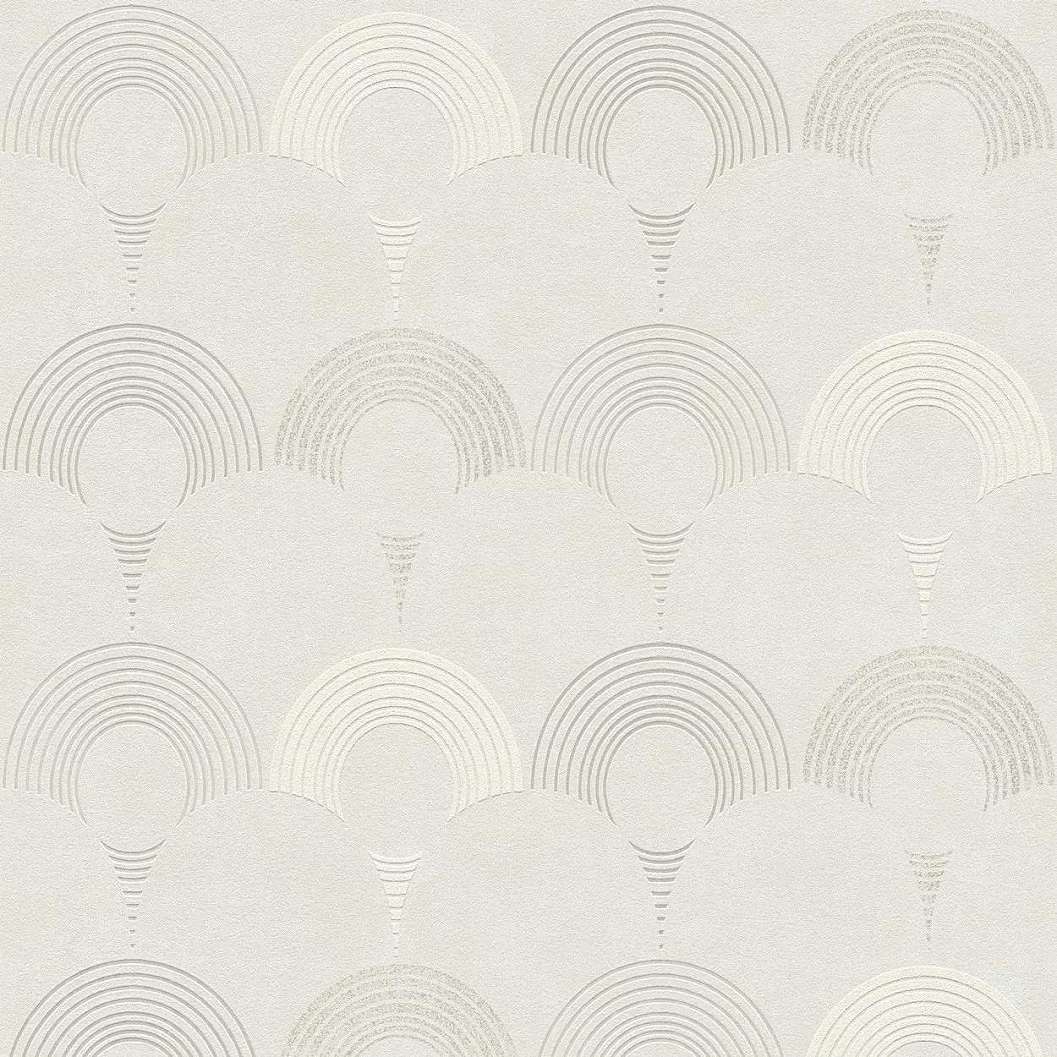 Retro dekor tapéta krém taupe színben kör geometrikus mintával