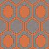 Retro design tapéta narancssárga szürke geometrikus mintával