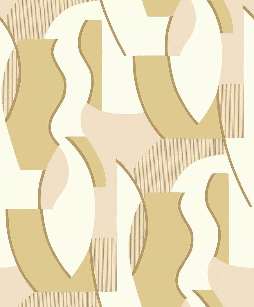 Retro francia design tapéta geometrikus mintával mézsárga színekkel