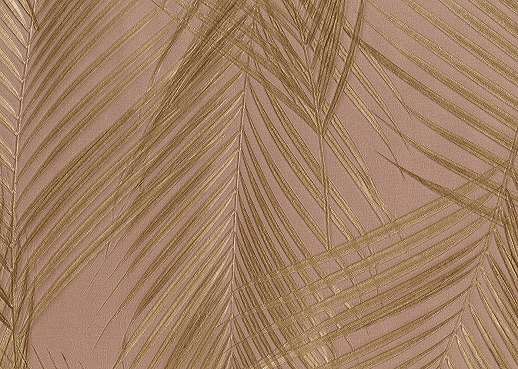 Réz-bronz prémium olasz szövethatású pálmalevél mintás desig tapéta 
