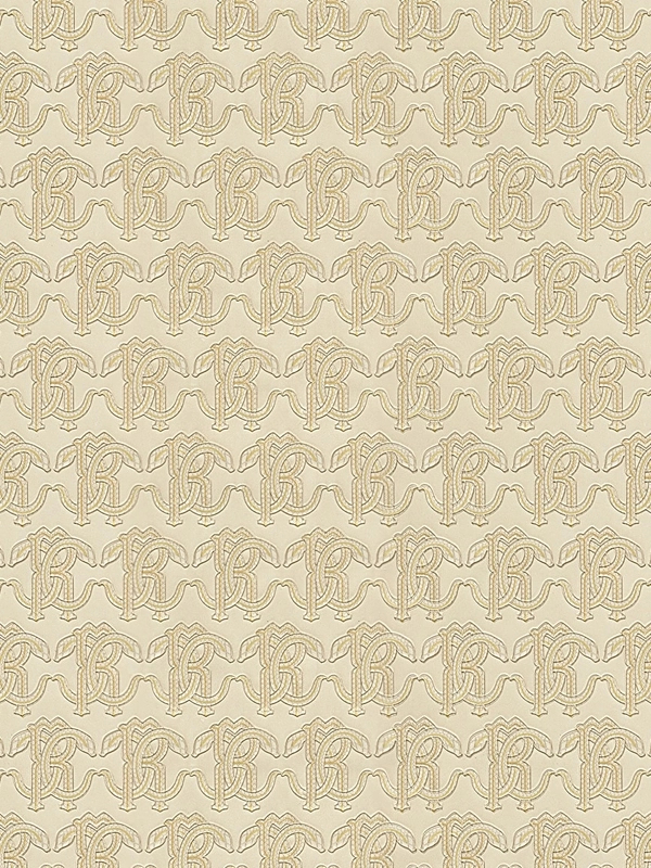 Roberto Cavalli luxus tapéta beige és arany színű RC monogramm mintával